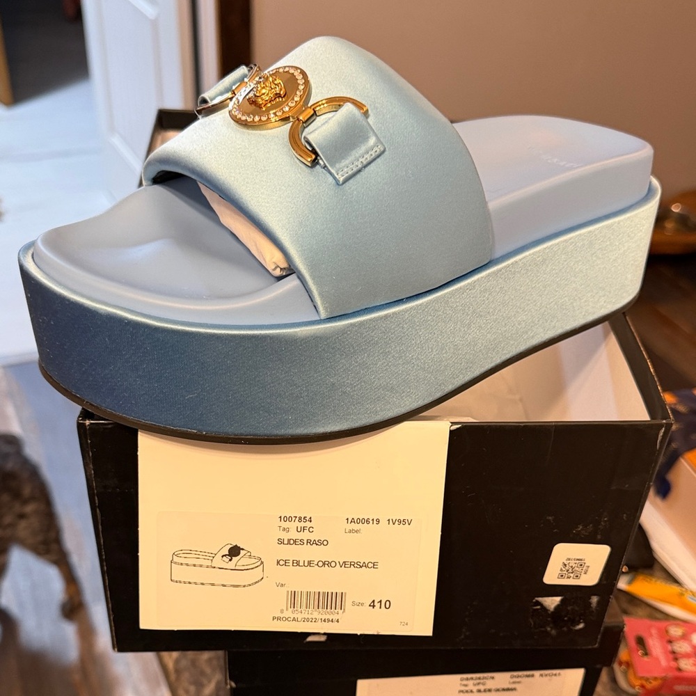 Versace Light Blue Platform Sandals